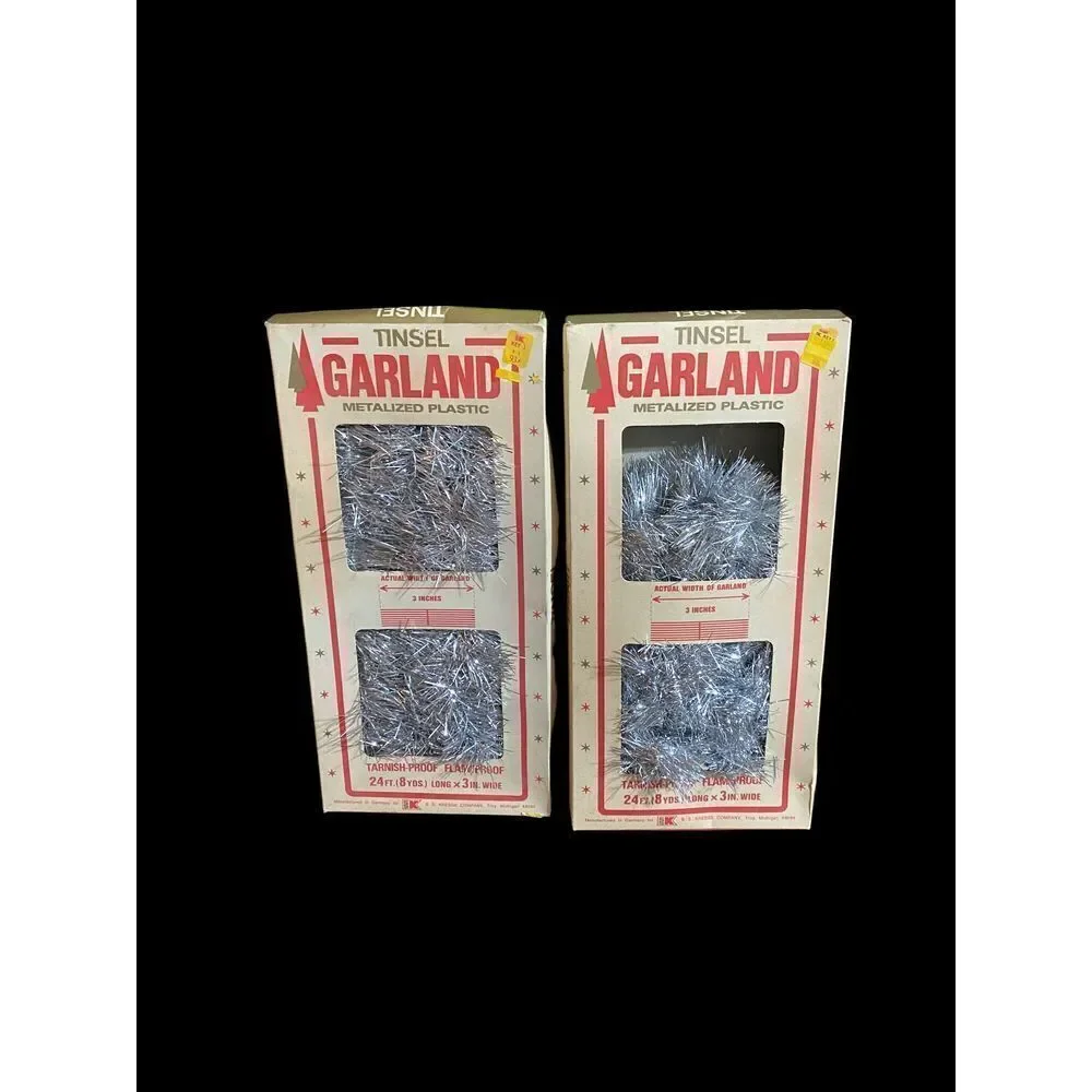 𝅺VINTAGE S.S. Kresge silver tinsel garland made in Germany set of two